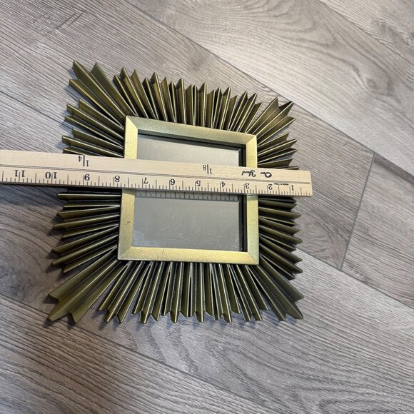 MCM Atomic Style Decorative Mirrors Set of 2 Sun Starburst Brushed Gold Tone 10" - Picture 9 of 11